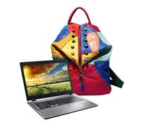 Genérico Mochila Hippie Boho, Mochila De Trabajo Universitaria Con Aplicaciones De Cuero, Casual Antirrobo Unisex Para Hombre Y Mujer