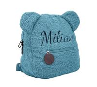 Genérico Mochila Infantil Personalizada con Nombre Bordado, Mochila Osito de Peluche Suave para Colegio, Guardería y Viajes, Ligera y Espaciosa (Azul)