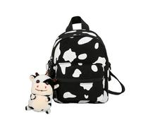 Genérico Mochila Mini mochila de lona con colgante peluche y estampado vaca for mujeres, niñas, viajes al aire libre compras(Color 3)