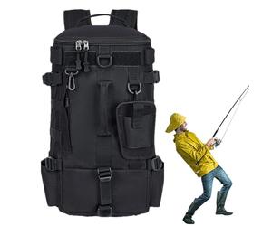 Generico Mochila para equipo, mochila para equipo | con soporte para cañas de pescar, de hombro para de, grande para camping, senderismo, Negro , riferimento alla descrizione