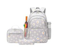 Generico Mochila para escuela primaria - Juego de mochila para escuela primaria, juego de mochila con estampado floral, para niñas y niños adolescentes uso diario viaje y vacaciones, Gris, Fare