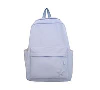 Genérico Mochila para estudiantes Street Trend Color sólido Casual Versátil Hombros Bolsa capacidad Bolsa universitaria (Blue One Size)