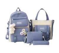 Genérico Mochila Para Laptop Adolescente - Mochilas La Escuela Informal Chicas, 4 -Part School Set Con Una Carpeta | Escuela Viajes De Bolso De Hombro, Asistente Práctica La Escuelas Cotidia