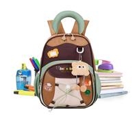 Generico Mochila para niños, altura 32 cm, espaciosa e impermeable, mochila escolar para niños, geometría, colores con hebilla - Para niñas de tres seis años, escuela infantil y primaria, marrón