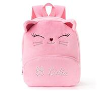 Genérico Mochila Personalizada Infantil con Nombre Bordado, Mochilita Suave de Peluche para Bebés, Mochila Escolar Niñas, Mochila Guarderia y de Viaje Bonita 31cmX25cm (Rosa)