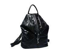 Genérico Mochila Portátil de Piel - Mochila De Trabajo Con Parches De Cuero Para Portátil - Escolar Moderna Antirrobo Y Diaria Para Estudiantes