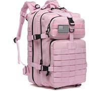 Genérico Mochila Táctica Impermeable 45L Gran Capacidad Nylon 600D Múltiples Bolsillos para Senderismo Acampada, Montañismo, Caza, Aire Libre Ciclismo incluye 2 parches de tela bordados (ROSA)