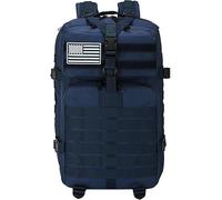 Genérico Mochila Táctica Impermeable 45L Gran Capacidad Nylon 600D Múltiples Bolsillos para Senderismo Acampada, Montañismo, Caza, Aire Libre Ciclismo incluye 2 parches de tela bordados (azul marino)
