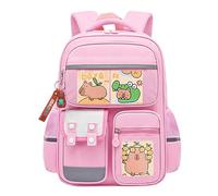 Genérico Mochilas de dibujos animados - Bookbara de Capybara con 6 insignias - mochila de animales informal linda, linda casual para niños y niñas