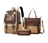 Genérico Mochilas Escolares Para Niñas - Mochila Con Diseño De Capibara Para Secundaria,Bolso Estilo Messenger Con Estuche Para Lápices Para Libros Botellas Material Escolar Y Organización
