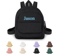 Genérico Mochilas Personalizadas Guarderia con Nombre Bordada, Mochila Bebe Guarderia Mochila Guarderia Niña Niño con Compartimentos, Mochila Infantil, Ajustable (Negro)