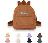 Genérico Mochilas Personalizadas Guarderia con Nombre Bordada, Mochila Bebe Guarderia Mochila Guarderia Niña Niño con Compartimentos, Mochila Infantil, Ajustable (Marrón claro)