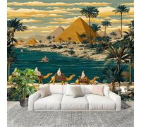 Genérico Moda Carta da parati Fotografica 350x256 cm Piramide Del Cammello Nel Deserto 3D Rimovibile Carta da parati panoramica Giallo Dell'Ufficio Della Camera Da Letto Del Salone, Hd Fotomurali