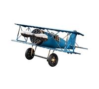 Genérico Modele D'avion Vintage En Metal Fer - 21x18cm Biplan Retro | Sculpture Statue Décoration Interieur Maison Bureau Étagère Ornement Classique Collection Cadeau Noel Anniversaire