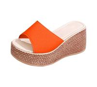 Genérico Modelismo Sandalias lataforma Cuña Tacón Diseño Una Tira Elegantes Informales Cuero Tacón Abierto Sandalias Verano Para Mujer Ligeras Cómodas (Orange, 39)