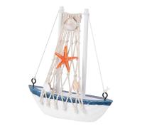 Genérico Modelo Artesanal de Barco de Vela de Madera Estilo Mediterráneo para Decoración de Mesa, Protección Ambiental y Adorno para Sala de Estar