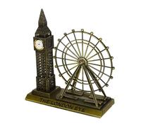 Genérico Modelo de Aleación Reloj la Torre y London Eye de Londres, Recuerdo Turístico de Inglaterra, Decoración para Mesa y Estante, Color Verde Antiguo, Adorno Coleccionable, Souvenir