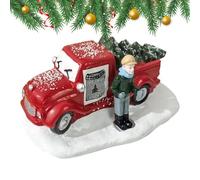 Genérico Modelo de camión navideño: colección de Resina Vintage de Granja rústica, estatuilla de vehículo navideño Antiguo, Escultura de camión Rojo, Acento de decoración Retro campestre | Escritorio