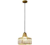 Genérico Modern Crystal Pendant Light Luxury Geometric Iron Drum Hanging Lamp with Prism Ceiling Fixture for Kitchen Island Dining Room Cafe(Gold,12.6 in)