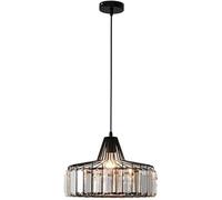 Genérico Modern Crystal Pendant Light Luxury Geometric Iron Drum Hanging Lamp with Prism Ceiling Fixture for Kitchen Island Dining Room Cafe(Black,9.8 in)