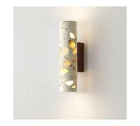 Genérico Modern Minimalist Terrazzo Wall Sconce Cylindrical Wall Lamp With Solid Wood Base E26/E27 Socket Up Down Light Fixture for Bedroom Bedside Corridor 8×28cm(Warm light)