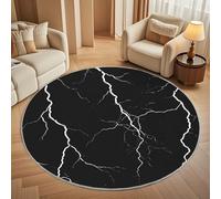 Genérico Moderna Alfombras Redondas Pelo Corto 120cm PatróN de ReláMpago Blanco Franela Suave Alfombra Círculo Salón Dormitorio Negro Alfombra Antideslizante Lavable en Lavadora