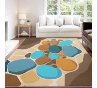 Genérico Moderno Abstracto Natural Geométrico Minimalista Alfombra 140 x 200 cm Multicolor Piedras Pelo Corto Súper Suave Alfombra Lavable para Estudio, No Desprende Pelusa y Fácil de Limpiar