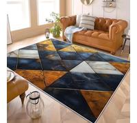 Genérico Moderno Alfombra para Decoración Hogar 140x200 cm GeometríA ArtíStica Antideslizante Alfombra Lavable Interior Tapetes Pelo Corto Azul para Salón, Dormitorio, Comedor Habitación Juvenil