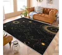 Genérico Moderno Alfombra para Decoración Hogar 60x90 cm GeometríA del Planeta CóSmico Antideslizante Alfombra Lavable para Salón, Dormitorio, Comedor Negro Interior Tapetes Pelo Corto