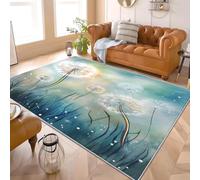 Genérico Moderno Alfombra para Decoración Hogar 60x90 cm Hermosos Dientes De LeóN Antideslizante Alfombra Lavable para Salón, Dormitorio, Comedor Verde Interior Tapetes Pelo Corto