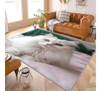 Genérico Moderno Alfombra para Decoración Hogar 80x150 cm Primer Plano De Un Gato Persa Antideslizante Alfombra Lavable para Salón, Dormitorio, Comedor Blanco Interior Tapetes Pelo Corto