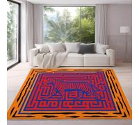 Genérico Moderno Fantasía Laberinto Tigre Alfombra para Salón 120 x 180 cm Azul Rojo Pelo Corto Súper Suave Alfombra Lavable para Dormitorio y Sala, No Desprende Pelusa y Fácil de Limpiar