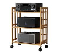 Genérico Moderno Soporte de Audio de bambú, Soporte Ajustable para Medios audiovisuales con 3 Niveles, Mueble estéreo móvil, Soporte de TV Abierto para componentes de Audio y Video (55 x 38 x 88 cm)