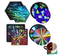 Generico Molde de resina holográfica 4 piezas - Alfombrilla para tazas actualizada, para posavasos, molde multifuncional brillante DIY | holográfico ampliamente aplicable para portavasos p