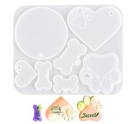 Genérico Molde De Resina Para Placa Perro - Moldes Antiadherentes Etiquetas Mascotas Con Forma Hueso Epoxi, Etiqueta, Silicona Llaveros DIY, Manualidad