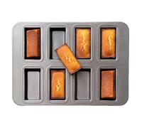 Genérico Molde Financier Acero Carbono - Bandeja 8 Cavidades Antiadherente | Molde Pequeño Pan Para Brownies Pasteles | Herramienta Horno Para Magdalenas Pastel Queso, 25.5x20x4cm