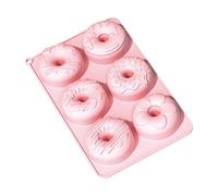 Genérico Molde Para Donuts - Bandeja Segura Antiadherente de 6 Cavidades Alimenticio | Molde para Hornear Donuts - Uso En Cocina Casera Hogar Familia Doméstico Microondas Congelador Horno