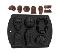 Genérico Molde para Hornear Halloween,Lápida Con Calavera De 6 Cavidades | Molde de Hielo Terrorífico - para Brownies Muffin Cupcake Postres Velas Hielo Chocolate