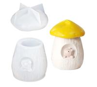 Generico Molde para tarro de setas - Modelo contenedor para pudín | Modelo de almacenamiento | Juego de para tarros de pudín de silicona con diseño de ardilla con tapa | para caramelos