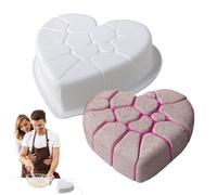 Genérico Moldes De Magdalenas De Silicona,Molde para Hornear Pasteles de Silicina - Diseño De Corazón Agrietado, Antiadherente, Reutilizable Para Hornear Chocolate, Brownie, Mousse, Tarta, Pan Y