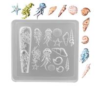 Generico Moldes de silicona para decoración de uñas | Plantillas para estilo de uñas - Formas tema marino 3D de silicona para creación de joyas resina epoxi y manualidades decorativas para el hogar
