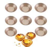 Genérico Moldes para Tartaletas Antiadherentes - Moldes Pastéis de Nata Acero Carbono, Mini Moldes Tartas 8cm Reutilizables, Horno y Freidora de Aire, Repostería(Cobre,8Pieza)