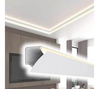 Genérico Moldura de Aluminio con iluminación LED indirecta de 18 m (59 pies) para techos y Paredes. Luminaria Decorativa para zócalos, Ideal para dormitorios, terrazas y tejados. Disponible en longit