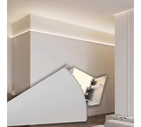 Genérico Moldura de Corona LED Blanca - Canal difusor de luz LED Decorativa de 9 m, Perfil de Aluminio para Aplique de Pared, Ideal para Sala de Estar y cornisas Interiores.