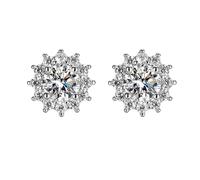 Generico Molécula Joyas Moissanite Stud Earrings With Color Round Cut Lab CreatedDiamond Earrings In Sterling Silver With WhiteGold Plated For Women Men Pendientes de corazón grandes, Talla única,