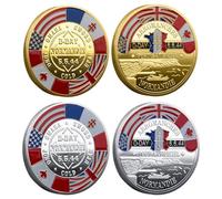 Genérico Moneda De Desafío De Aniversario De 2 Piezas, Decoraciones del 80 Aniversario del Día D, Decoraciones Únicas para El 80 Aniversario De La Segunda Guerra Mundial Un Pieza De Historia