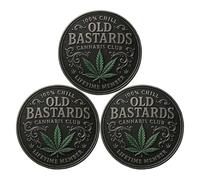 Genérico Moneda del Club de Cannabis Old Bastards, Moneda de Desafío de Miembro Vitalicio del Club de los Viejos, Monedas de Amistad con Humor Relajado de Doble Cara, Ficha Vintage Hoja Verde (#A 3)