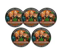 Genérico Moneda del Club de Cannabis Old Bastards, Moneda de Desafío de Miembro Vitalicio del Club de los Viejos, Monedas de Amistad con Humor Relajado de Doble Cara, Ficha Vintage Hoja Verde (#B5)