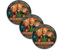 Genérico Moneda del Club de Cannabis Old Bastards, Moneda de Desafío de Miembro Vitalicio del Club de los Viejos, Monedas de Amistad con Humor Relajado de Doble Cara, Ficha Vintage Hoja Verde (#B 3)