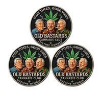 Genérico Moneda del Club de Cannabis Old Bastards, Moneda de Desafío de Miembro Vitalicio del Club de los Viejos, Monedas de Amistad con Humor Relajado de Doble Cara, Ficha Vintage Hoja Verde (#C 3)